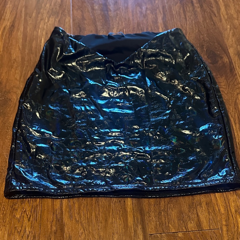 Naked Wardrobe Latex Black Mini Skirt